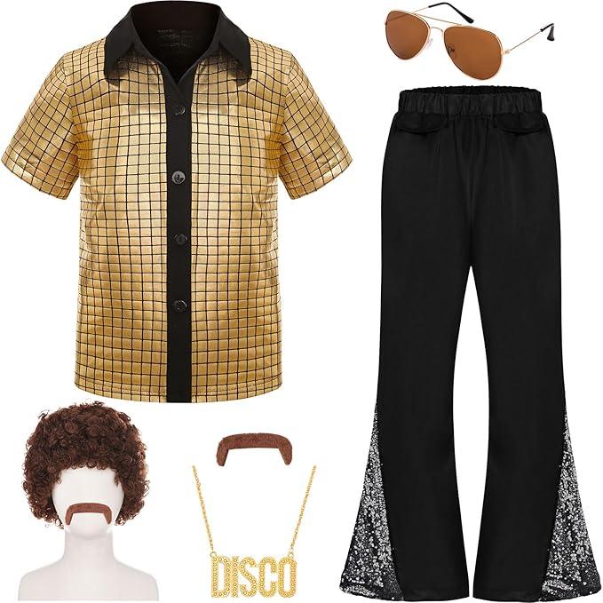 Kid's 70's Disco Outfit Retro 70s Kids Costume for Adults Perfect 70's Theme Clothes for Parties 8-10 years