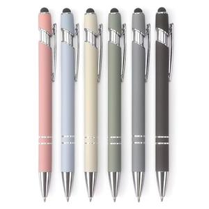 Bribobo Ballpoint Pen 2-in-1 Stylus Retractable Ballpoint Pen with Stylus tip, Metal Stylus Pen for Touch Screens, 1.0 mm Black Ink (Pastel Color) 6 Pack