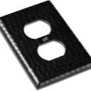 Monarch Abode Hand Hammered Duplex Metal Decorative Wall Plate Switch Plate Outlet Cover, 1-Gang, Matte Black (1Pack)