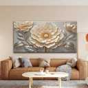 QSQ Large White Wall Art For Living Room Prints 29 X 58 In Modern Painting