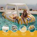 FUNBOY Giant Inflatable Luxury Golf Cart Pool Float, Two Cup Holders, Removable Fringe Shade, Float for Summer Pool Party and Entertainment, 90"