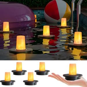 Small Solar Floating Pool Lights, 5-Pack Solar-Powered Float Candles Lamps Tea Light for Pond Party Garden Backyard Outdoor Decor