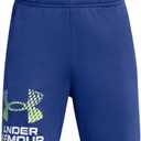 Under Armour Boys' Tech Logo Shorts (Medium, (432) Tech Blue / / Morph Green)