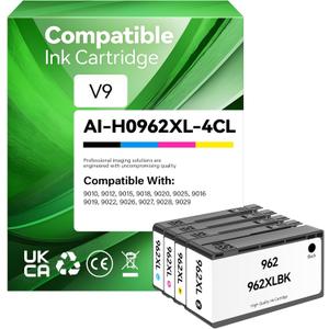 962XL Ink Cartridges Combo 4-Pack High Yield Replacement for HP 962 962XL Ink Compatible with OfficeJet 9012 Pro 9010 9014 9015 9016 9018 9019 9020 9022 9025 9028 e Printers Black Cyan Magenta Yellow 