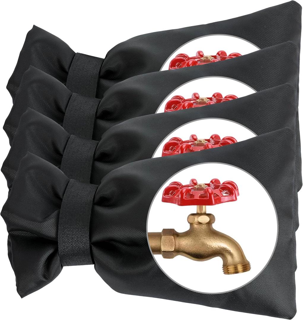 Outdoor Faucet Covers for Winter 4 Pack Faucet Cover Freeze Protection Insulated Anti-Freeze Waterproof Material Reusable Faucet Cover Socks for Various Faucet Spigot,Pipe,Garden Hose Bib