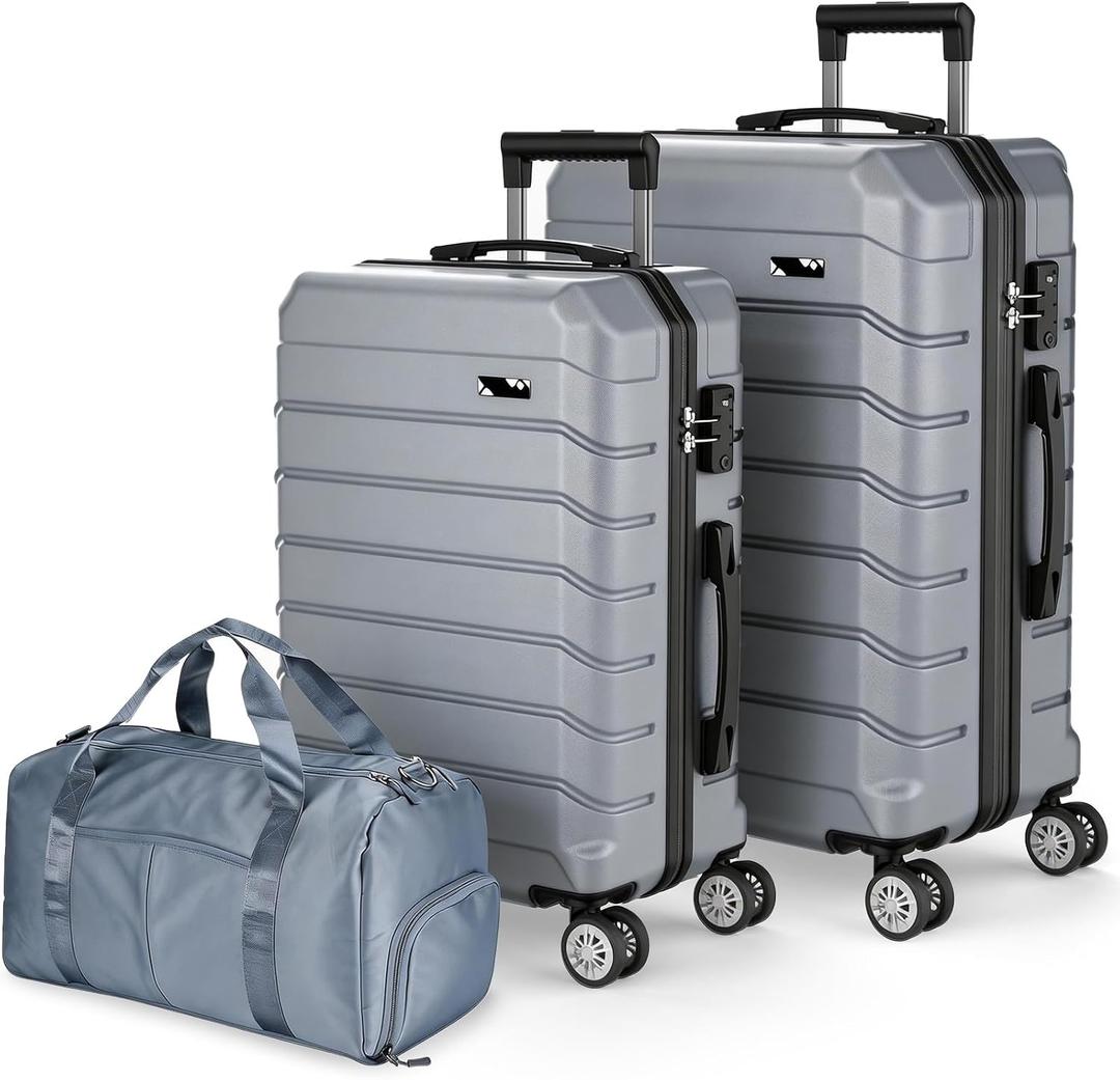 Luggage Sets 3 Piece, Hardside Carry On Suitcase with Spinner Wheels, Lightweight Durable Luggage for Travel | TSA Lock, Expandable Suitcase Set for Men and Women20/26in (Grey)