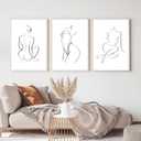 Minimalist Line Wall Art Woman Body Outline Wall Art Prints Women Figure Drawing Painting Body Line Art Wall Decor Female Wall Art Abstract Woman Silhouette Canvas Aesthetic 16x24x3 Inch Unframed, 1 PCS