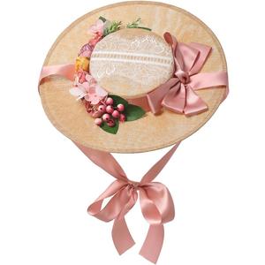 COSDREAMER Girls Women Tea Party Sun Hat Lace Ribbons Straw Hats Small (Style-26)