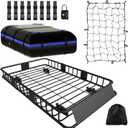 FORWODE Roof Rack Carrier Basket, 64" x 39" Rooftop Cargo Carrier with 250 lbs Capacity, Rust-Proof Steel Heavy Duty Car Top Luggage Basket with Waterproof Cargo Bag,Net for SUV Truck Cars