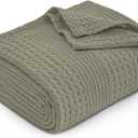 PHF Lightweight Waffle Weave Blanket Twin Size, Breathable & Ultra Soft, 66"x 90" Soft & Cozy Thin Blanket for Spring & Summer & Hot Sleepers, Bed, Home Decor - Dusty Sage