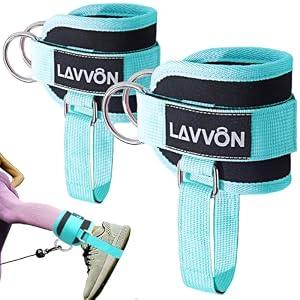 LAVVON Ankle Straps for Cable Machines Kickbacks - Adjustable Comfort Ankle Cable Attachments for Gym Ankle Cuff Cable Machine Glute Kickback Straps - Leg Extensions, Curls & Ankle Cuffs Women