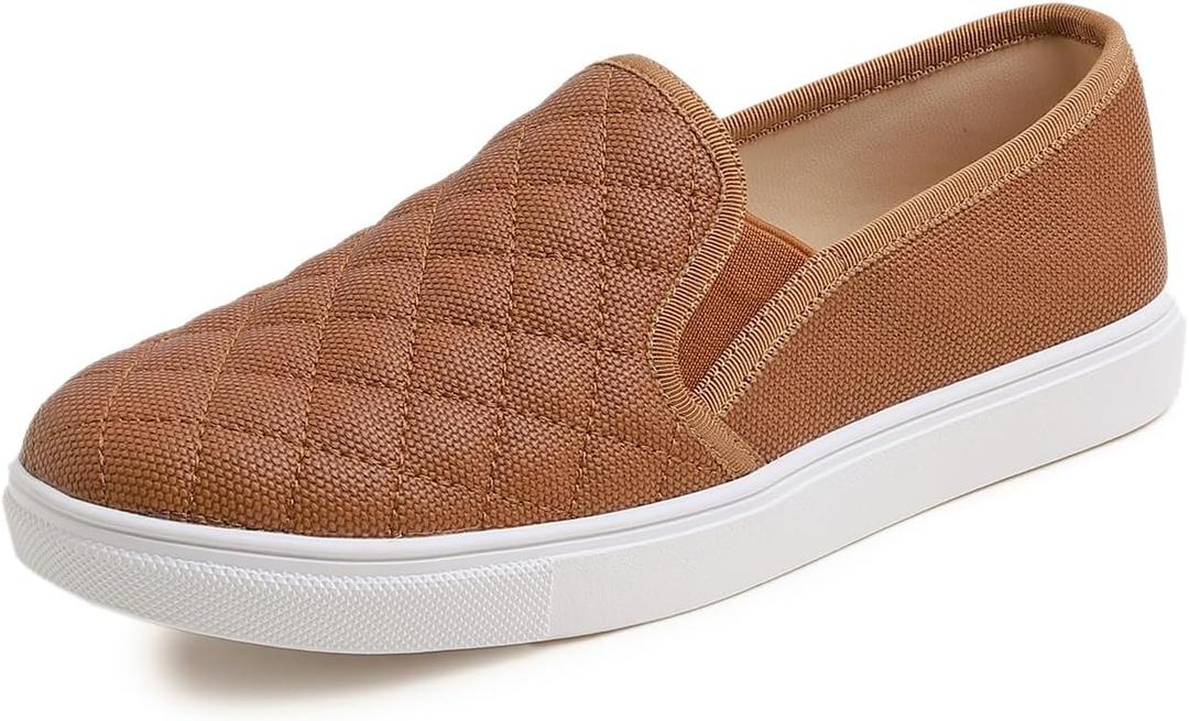 FEVERSOLE Women's Casual Slip On Sneaker Comfort Quilted Loafer Flats, US 8