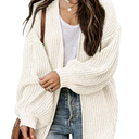 Jhsnjnr Womens Oversized Lantern Long Sleeve Sweaters Casual Chunky Knit Open Front Cardigan (XXL, Beige)