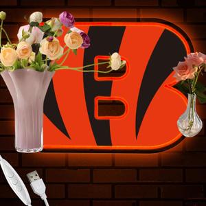 Football Team Neon Sign, Cool Dimmable Light Up Football Team Logo Hanging USB Powered for Wall Decor, Man Cave, Bedroom, Game Room Deco, Birthday Christmas Merch Gift for Boys Fans (Bengel)