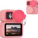 for DJI Osmo Nano Case, Silicone DJI Nano Case Compatible with Airtag, Soft Non-Slip Anti-Scratch Shock-Absorbent Anti-Drop Wear-Proof and Washable with Lens Cap(Pink)