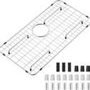 Stainless Steel Sink Grid and Protectors for Bottom of Kitchen Sink, 26" X 14 1/16" Sink Bottom Grid with Rear Drain for Single Sink Bowl (26" X 14 1/16")