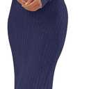 MEROKEETY Women's 2026 Long Sleeve Bodycon Sweater Dress Fall Winter Crew Neck Ribbed Knit Maxi Dresses (Medium, Navy)