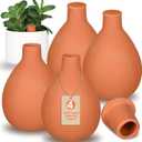 4 Pcs Watering Pots Large Terracotta Watering Pots with Lid 34 oz Terra Cotta Self Watering Pots Water Dripper Automatic Plant Irrigation Devices System for Indoor Outdoor Plants