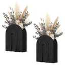 2 Pack White Wooden Wall Vase for Pampas Grass & Dried Flowers, Modern Farmhouse Decor for Bathroom Wall Decor, Rustic Wall Plant