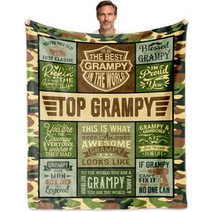Grampy Gifts from Grandchildren, Grampy Blanket 60"x50", Gifts for Grampys from Grandkids, Grampy's Gift for Grandpa, Grampys Gift Ideas for Birthday Fathers Day Christmas, Grampy's Present