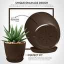 Utopia Home - Plant Pots Indoor with Drainage - 7/6.6/6/5.3/4.8 Inches Garden Flower Pots for Indoor Planter - 5 Pack Brown Plastic Planters - Ideal for Stocking Stuffers or Room, Office Home Decor