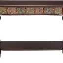 Deco 79 Wood 2 Shelves Console Table with Slim Black Metal Legs, 40" x 14" x 32", Beige