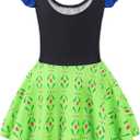 COTRIO One Piece Princess Swimsuit for Girls Short Sleeve Swim Dress Rash Guard Bathing Suit Skirted Swimwear 1-10 Years