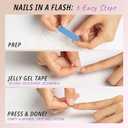 2 x Elegant Amber & Black Gel Press On Nails - Medium Square Press On Nails for Office - 24 Pcs, 12 Sizes - Fake Nails - No Glue Needed - Glossy & Durable - Lasting Up to 2 Weeks