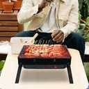 Portable Charcoal Grill for Camping Tailgating Beach Boating Foldable Small Barbeque Grill for Outdoors Lightweight Tabletop BBQ Grill Set with Tongs Gloves Scrubber (14''x10'')