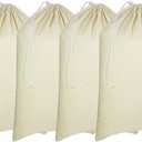 Urban Villa Laundry Bags 4-Pack 28x36" Extra-Large Cotton Canvas Heavy Duty Washable Durable Travel Laundry Sacks with Drawstring Closure Reusable Hamper Liners for Dirty Clothes Delicates & Lingerie (Natural)