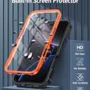 FNTCASE for iPhone 16 Pro Max Case: Military Grade [Built-in Screen Protector] [Kickstand] Matte Textured Drop Proof Protection Cover | Rugged Shockproof TPU Protective Sturdy Phone Cases - Orange