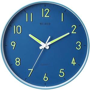 MEIRED Night Light Wall Clock 12 Inch Silent Non Ticking Battery Operated Wall Clocks Glow in The Dark, Lighted Up Wall Clock for Bedroom Living Room/Kitchen, Blue B