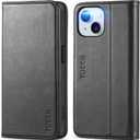 TUCCH Case Wallet for iPhone 15 6.1", [3 Card Slots] Kickstand PU Leather [RFID Blocking] Case, Flip Folio Cover with [TPU Shockproof Interior Shell] Compatible with iPhone 15 5G 2023, Classic Black