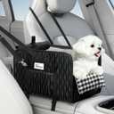 Center Console Dog Car Seat - Portable Armrest Booster Car Seats for Small Dogs, Detachable Washable Pet Carriers Puppy Essentials- Support Pet Up to 11lbs