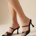 Womens Pointed Open Toe Heeled Sandals Strap Slip On High Heels Backless Mules Dress Shoes (M)