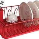 Megachef Mega Chef 17 1/2-inch Dish Rack, Red (93596407M), 17.5 Inches X 13.5 Inches X 5.5 Inches