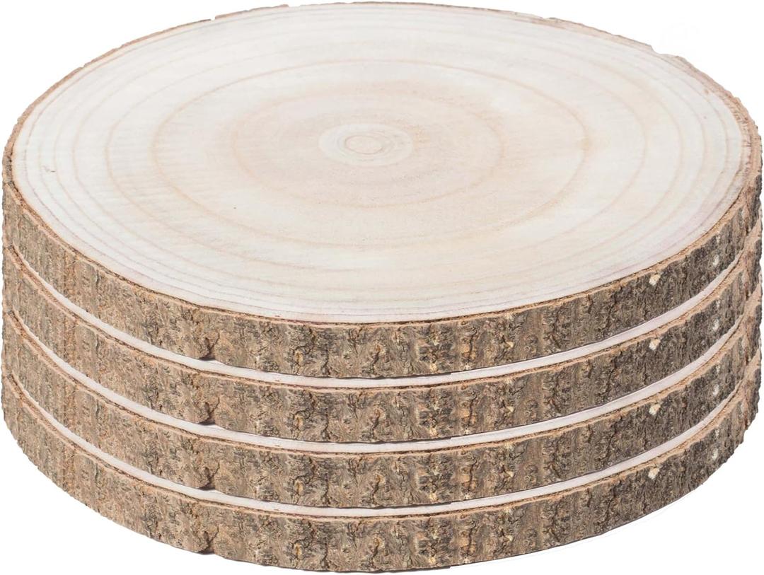 Vintiquewise Barky Natural Wood Slabs Rustic Ornament Slice Tray Table Charger 14" set of 4