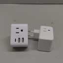 2 Pack European Travel Plug Adapter, International Power Plug Adapter with 3 Outlets 3 USB Charging Ports(1 USB C), Type C Plug Adapter Travel Essentials to Most Europe EU Spain Italy France Germany