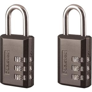 Master Lock Black Combination Padlock, Indoor Gym Locker Lock with Customizable 3-Digit Code for Luggage, Backpacks, Cabinets, 2 pk, 647EC2