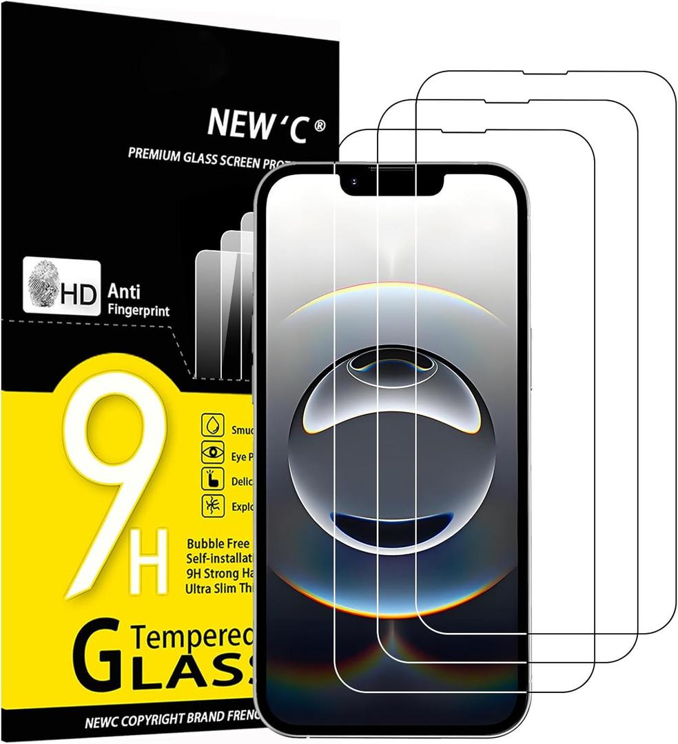 NEW'C [3 Pack] Designed for iPhone 16e Screen Protector Tempered Glass,Case Friendly Ultra Resistant (Transparent)