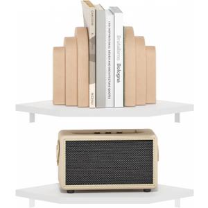 Furinno Rossi Hexagon Floating Shelves for Wall, Set of 2 Geometric Corner Shelf, Wall Mounted Shelves for Bathroom, Home Office, Living Room, White
