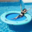 HUATEAN Sun Chill Float Ring for Adults Heavy Duty, 8ft Round Inflatable Water Hammock for Summer Party, Inflatable Dock Floating Platform, Inflatable Floating Dock for Lake, Pool, Mesh Ring Float