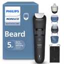 Norelco Philips Beard Trimmer 5000 Series, 100% Waterproof Beard Styler, Precision Dial with 40 Lock-in Trimming Settings, Self-Sharpening Metal Blades & Beard Hair Mess Collector, BT5775/40 (Black)
