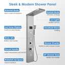 ROVOGO LED Rainfall Waterfall Shower Panel with 3 Body Jets, Handheld and Tub Spout, No Battery Needed Shower Tower with Temp Display, 304 Stainless Steel Brushed