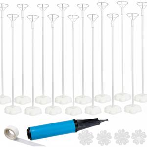 Balloon Stand Kit, 15 pack Balloon Stick Holder with Base for Table Top Centerpiece Party Decoration, Reusable Balloon Column Stand Suit for Happy Birthday/Graduation/Wedding Parties
