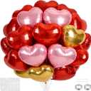 18 Inch Red & Pink & Gold Heart Balloons, 30 Pcs Foil Heart Shaped Balloon Large Foil Valentines Balloons Helium Support for Valentine's Day Wedding Bridal Engagement Party Anniversary Decorations