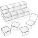 SATINIOR 24 Packs Small Clear Plastic Beads Storage Containers Box with Hinged Lid for Storage of Small Items, Crafts, Jewelry, Hardware (2.48 x 2.48 x 1.57 Inches)