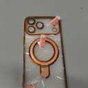 TOBOVON Magnetic for iPhone 17 Pro Max Case with Ring Stand, Fits MagSafe, with Built-in Camera Lens Protector, Slim Electroplated Shockproof Phone Cover, Orange