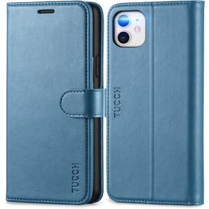 TUCCH Wallet Case for iPhone 11, RFID Blocking Card Slot Holder [TPU Interior Protective Case], Magnetic Folio PU Leather Stand Flip Cover Compatible with iPhone 11 6.1" 2019, Lake Blue