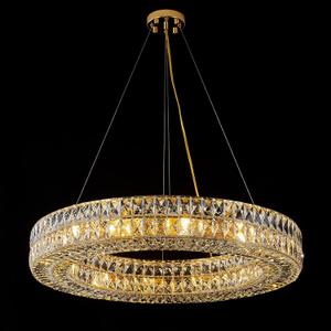 Homeooze12-Lights Ring Crystal Chandelier, Modern Chandeliers Lighting and Hanging Ring Adjustable, Ceiling Light Fixture for Living Room Dining Room Bedroom (Gold, 32")